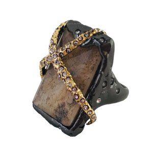 Alexis Bittar Gold and Brown Statement Ring